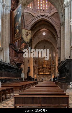 Cattedrale Basilica Metropolitan e Primate di Santa Tecla il più grande della Catalogna in stile gotico nella città di Tarragona, Catalogna, Spagna, Foto Stock