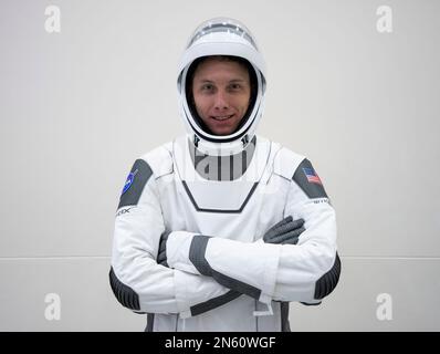 Stati Uniti. 30th Jan, 2023. Membro dell'equipaggio SpaceX Crew-6, pilota della missione Warren 'Woody' Hoburg al Kennedy Space Center in Florida. Credit: SpaceX/ZUMA Press Wire Service/ZUMAPRESS.com/Alamy Live News Foto Stock