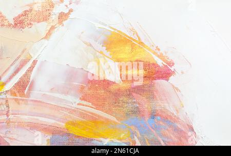 Pennellate rosa pastello e giallo, sfondo astratto. Illustrazione di alta qualità Foto Stock