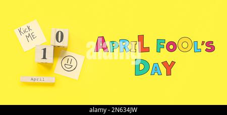 Banner per aprile Fools Day con calendario Foto Stock