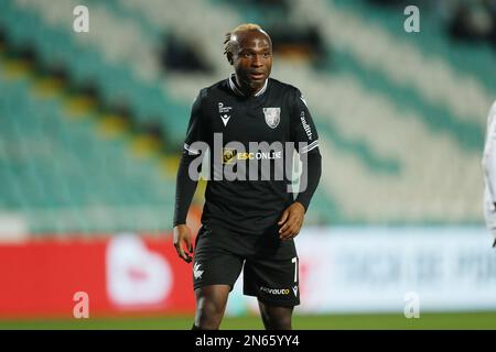 Setubal, Portogallo. 9th Feb, 2023. Saviour Godwin (Casa Pia) Football/Soccer : Portogallo 'TACA de Portugal Placard' Quarter-Final match tra Casa Pia AC 2-5 CD Nacional all'Estadio do Bonfim di Setubal, Portogallo . Credit: Mutsu Kawamori/AFLO/Alamy Live News Foto Stock