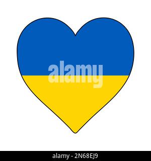 Ucraina Heart Shape Flag. Amate l'Ucraina. Visita Ucraina. Europa orientale. Europa. Unione europea. Disegno grafico dell'illustrazione vettoriale. Illustrazione Vettoriale