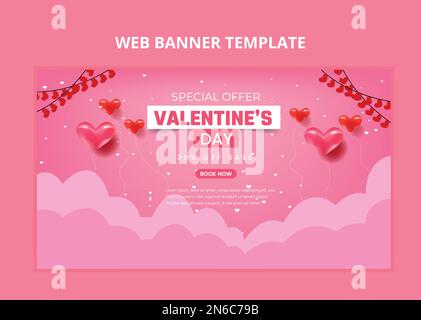 Il design di San Valentino. Scatole rosse realistiche dei regali. Apri la confezione regalo piena di oggetti decorativi festosi. banner, poster web, volantino, copertina. Romantico backgro Illustrazione Vettoriale