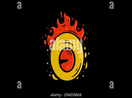 Disegno illustrativo di un occhio giallo e fuoco Illustrazione Vettoriale