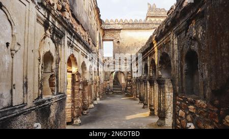 Rovine di Rani Mahal, Kalinjar Fort, banda, Utttar Pradesh, India. Foto Stock