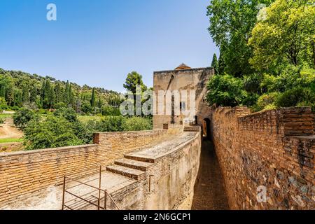 Mura del complesso del palazzo moresco chiamato Alhambra a Granada, Spagna Foto Stock