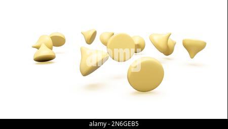 Un 3D di caduta di latte e gocce di cioccolato bianco Foto Stock