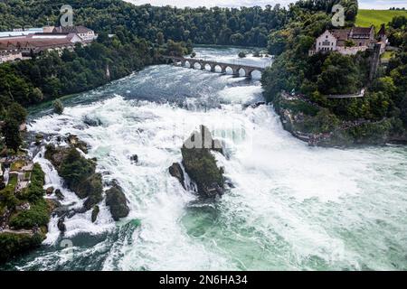 Antenna delle cascate del Reno, Schaffhausen, Svizzera Foto Stock