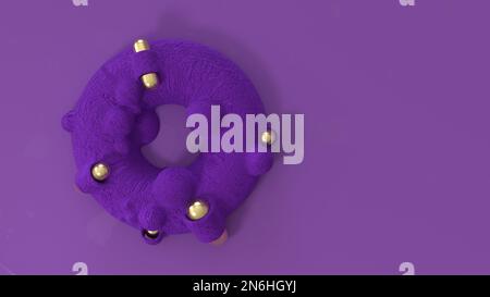 3D illustrazione di un toro viola con capsule dorate su sfondo isolato viola Foto Stock