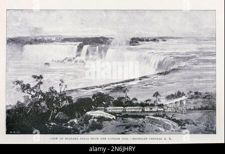 Vista delle Cascate del Niagara dal lato del Canada. Michigan Central R. R. dall'articolo Famous Scenography on American Railroads dalla rivista Engineering MAGAZINE DEDICATA AL PROGRESSO INDUSTRIALE Volume IX Aprile - Settembre 1895 NEW YORK The Engineering Magazine Co Foto Stock