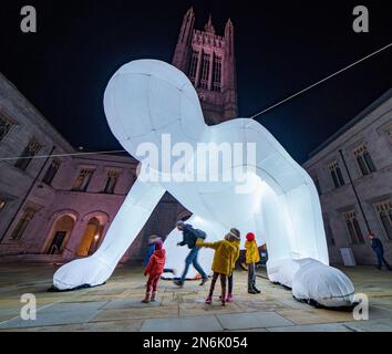 Viste delle installazioni di arte illuminata al 2023° Spectra Festival of Light Aberdeen, Scozia Foto Stock