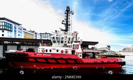 Rimorchiatore Boa Brage nel porto di Bergen, Norvegia Foto Stock