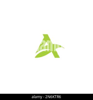Lettera A con logo eco foglia Illustrazione Vettoriale