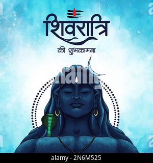 Maha Shivratri Vector Wish post con sfondo blu Foto Stock