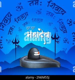 Maha Shivratri Vector Wish post con sfondo blu Foto Stock