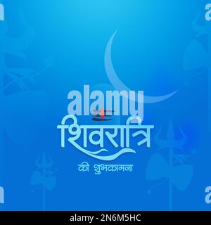 Maha Shivratri Vector Wish post con sfondo blu Foto Stock