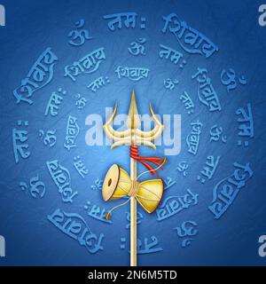 Maha Shivratri Vector Wish post con sfondo blu Foto Stock