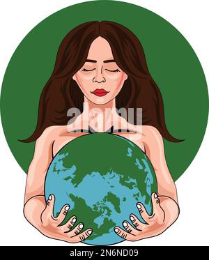 Illustrazione del vettore madre terrestre sullo sfondo Illustrazione Vettoriale
