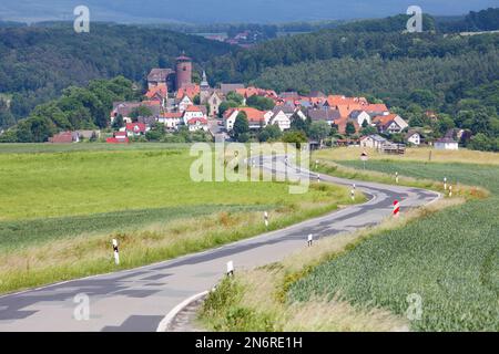 Trendelburg, distretto di Kassel, Weser Uplands, Weserbergland, Assia, Germania Foto Stock