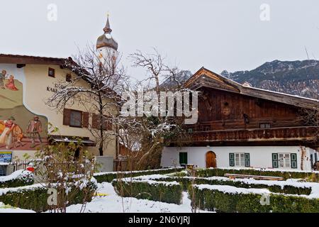 Garmisch-Partenkirchen durante l'inverno, Baviera, Germania Foto Stock