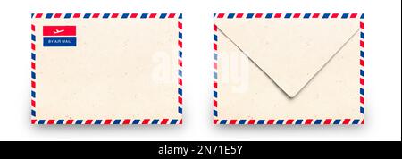 Lettera AirMail ritagliata su sfondo bianco Foto Stock