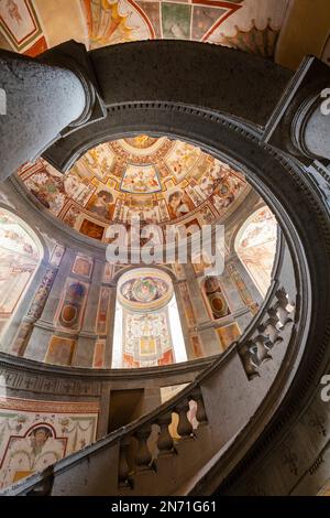 Scala Regia a Palazzo Farnese, Caprarola, Lazio, Italia Foto Stock