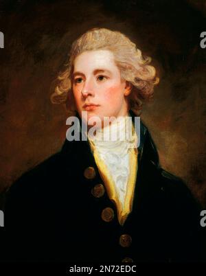 William Pitt. Ritratto di William Pitt il giovane (1759-1806), primo ministro britannico alla fine del 18th ° secolo e l'inizio del 19th °. Pittura di George Romney, olio su tela, c. 1783 Foto Stock