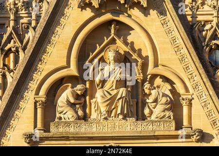 Metz, Cattedrale di Santo Stefano (Cathédrale Saint Étienne), fronte Ovest in Lorena (Lothringen), Mosella (Mosel), Francia Foto Stock