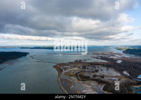 Vista aerea del Billy Frank Jr National Wildlife Refuge Foto Stock