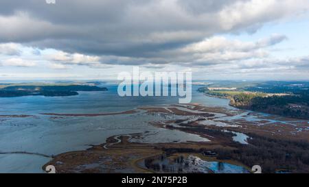 Vista aerea del Billy Frank Jr National Wildlife Refuge Foto Stock