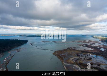 Vista aerea del Billy Frank Jr National Wildlife Refuge Foto Stock