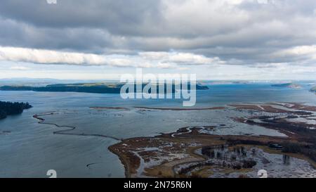 Vista aerea del Billy Frank Jr National Wildlife Refuge Foto Stock