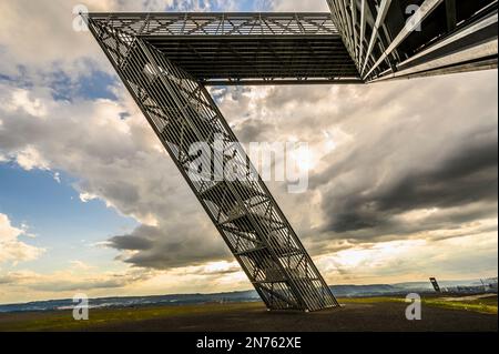 Germania, Saarland, Saar Roamers, Saarpoligon a Ensdorf, slagheap di Ensdorf, Miniera, estrazione del carbone, schiaffo di Duhamel Foto Stock