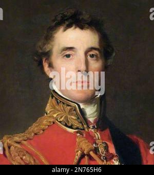 ARTHUR WELLESLEY, DUCA DI WELLINGTON (1769-1852), soldato anglo-irlandese e statista. Particolare della pittura di Thomas Lawrence circa 1815 Foto Stock