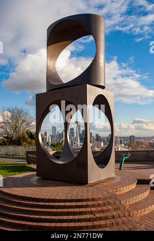 Vista pomeridiana dal Kerry Park dello skyline di Seattle, Washington, Stati Uniti, (2005) Foto Stock