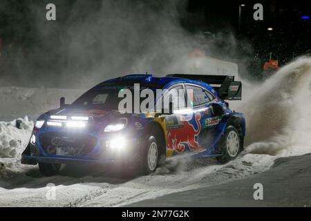 Umeå 20230210 Ott Tänak, Estonia e Martin Järveoja, Estonia, Ford Puma Rally1 Hybrid, durante le gare di venerdì nel Rally svedese, Campionato del mondo Rally round 2. Foto Micke Fransson / TT codice 61460 Foto Stock