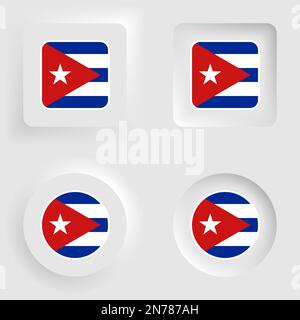 Cuba neumorphic grafica e set di etichette. Elemento di impatto per l'uso che si desidera fare di esso. Illustrazione Vettoriale
