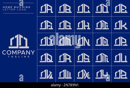 Set di template minimal home lettera J con logo. Casa JJ J lettera logo vettore Illustrazione Vettoriale