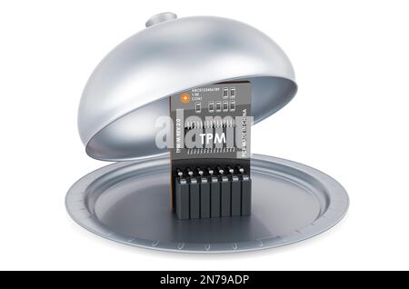 Ristorante cloche con Trusted Platform Module, TPM. 3D rendering isolato su sfondo bianco Foto Stock