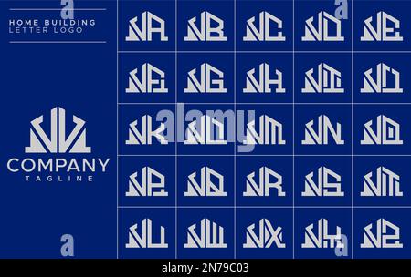 Set di template minimal home lettera V con logo. Casa VV V V lettera logo vettore Illustrazione Vettoriale