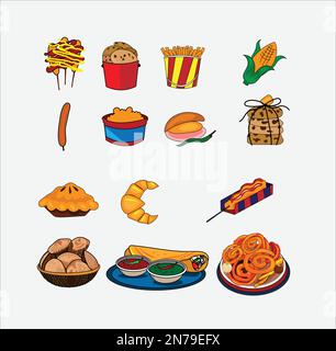 Illustrazione del vettore del cibo equo su sfondo bianco Illustrazione Vettoriale