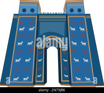 Illustrazione del vettore di porta Ishtar su sfondo bianco Illustrazione Vettoriale