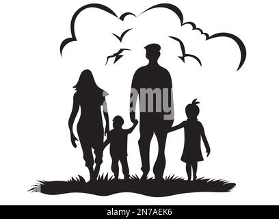 Illustrazione vettoriale silhouette famiglia Illustrazione Vettoriale