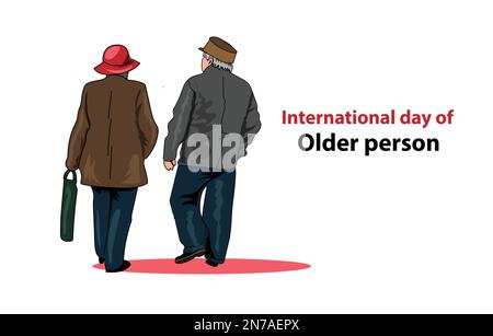 Giornata internazionale dell'anziano, poster Illustrazione Vettoriale