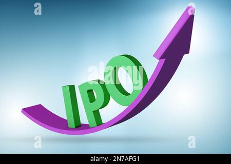 Concetto IPO con il grafico di crescita - rendering 3D Foto Stock