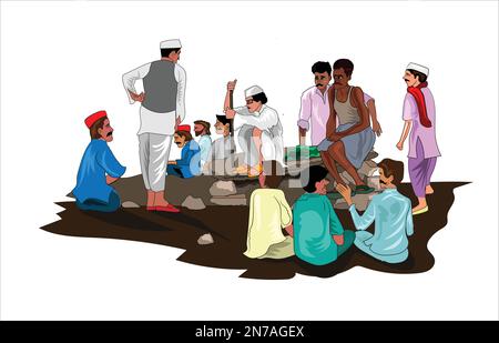 Illustrazione del vettore panchayat, riunione del villaggio Illustrazione Vettoriale