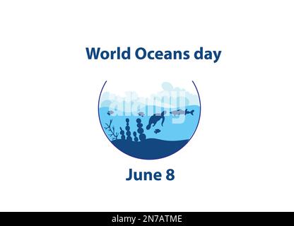 Vettore poster World Oceans Day Illustrazione Vettoriale