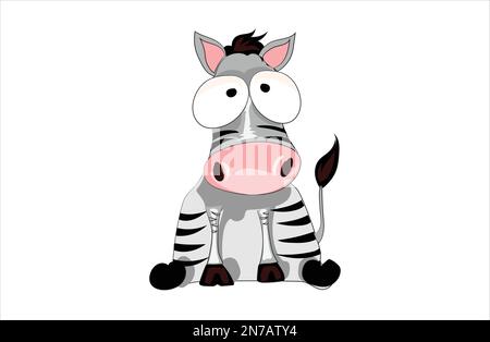 Zebra carino cartoon vettoriale illustrazione Illustrazione Vettoriale