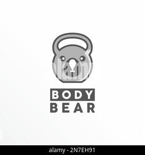 Barbell con Bear viso o testa immagine grafica icona logo design astratto concetto vettore stock. Può essere utilizzato come simbolo relativo allo sport o all'animale. Illustrazione Vettoriale