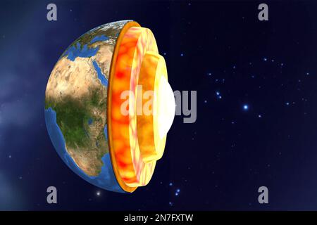 Struttura interna della terra, illustrazione Foto Stock